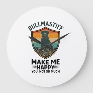 Grande Horloge Ronde Bouclier de chien Bullmastiff Me rendre heureux Ré