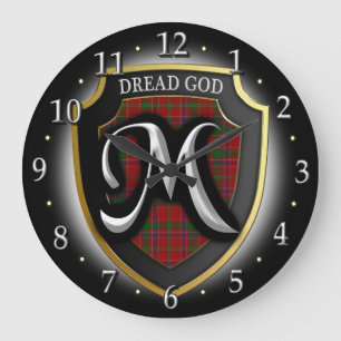 Grande Horloge Ronde Bouclier écossais de tartan de Munro Munroe Monro