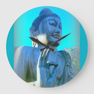 Grande Horloge Ronde Bouddha bleu