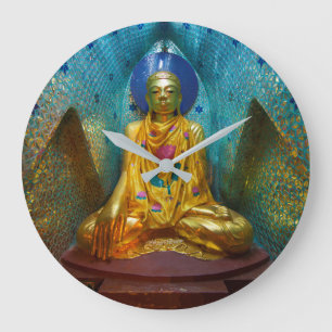 Grande Horloge Ronde Bouddha dans alcôve ornée
