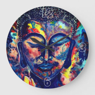 Grande Horloge Ronde Bouddha original oeuvre Abstraite
