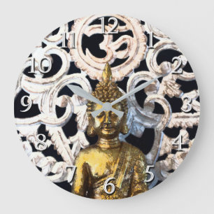 Grande Horloge Ronde Bouddha Terre d'Or OM Aum Mantra Ajna Méditation
