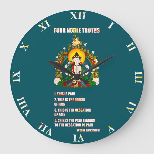 Grande Horloge Ronde Bouddhisme quatre enseignements nobles de Bouddha (Recto)