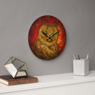 GRANDE HORLOGE RONDE BOUDDY DE CHAT POUR ANIMAUX DE CUISINE GINGER