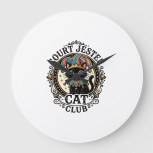 Grande Horloge Ronde Bouffon de la cour Chat Design amusant pour amateu
