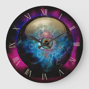 Grande Horloge Ronde Boule de cristal avec oeil