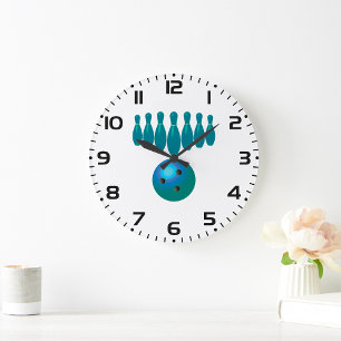 Grande Horloge Ronde Boule de Quille et Quilles Amusements Sportifs
