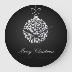 Grande Horloge Ronde Boules de Noël en diamants