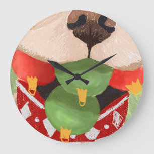 Grande Horloge Ronde Boules de Noël Retriever doré Bouche Drôle Cadeau