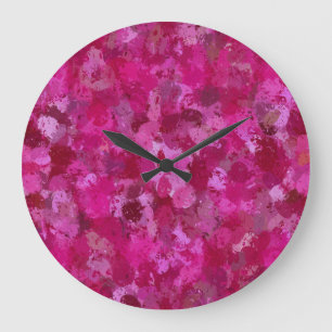 Grande Horloge Ronde Boules de peinture rose chaud