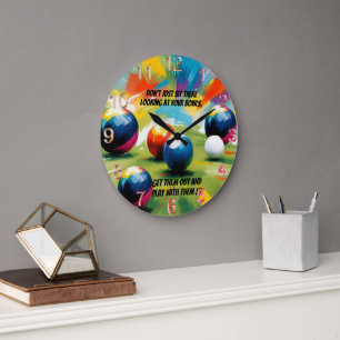 Grande Horloge Ronde Boules de pelouse drôles couleur splash,
