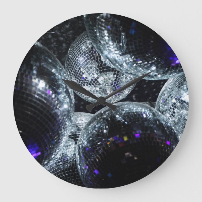 Grande Horloge Ronde Boules Disco : Atmosphère Fête (Recto)
