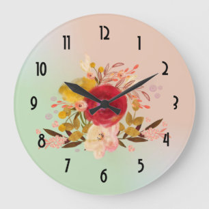 Grande Horloge Ronde Bouquet de Cute