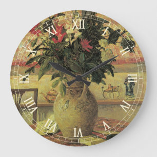 Grande Horloge Ronde Bouquet de fleurs à la fenêtre par Maxine Maufra