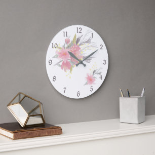 Grande Horloge Ronde Bouquet de Floral
