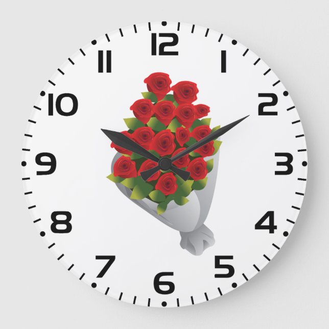 Grande Horloge Ronde Bouquet De Roses Rouges (Recto)