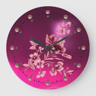 GRANDE HORLOGE RONDE BOUQUET FLEURIER ROSE AVEC CARNATION