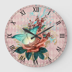 Grande Horloge Ronde Bouquet Luna Moth