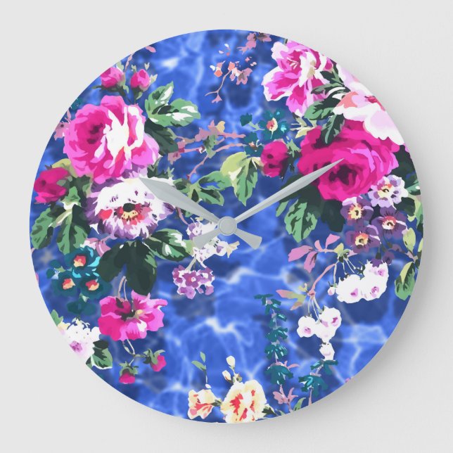 Grande Horloge Ronde Bouquets avec roses (Recto)