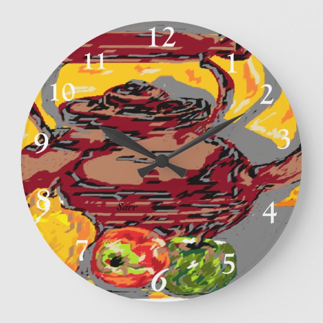 Grande Horloge Ronde Bouteille de thé à l'horloge avec fruits (Recto)
