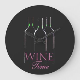 Grande Horloge Ronde Bouteilles de vin - Temps du vin