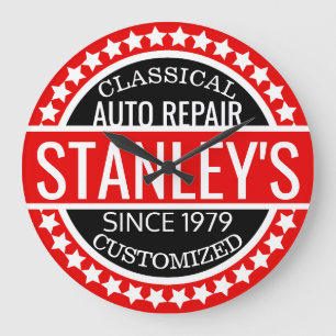 Grande Horloge Ronde Boutique Vintage personnalisée rouge