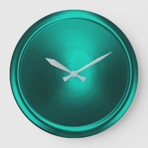 Grande Horloge Ronde Bouton vert turquoise