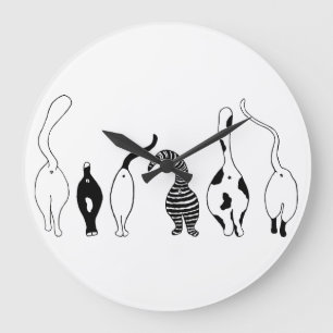 Grande Horloge Ronde Boutons de chat