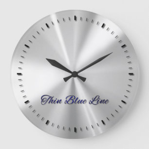 Grande Horloge Ronde Boutons d'incrustation de la ligne bleue mince Gra