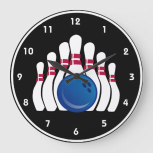 Grande Horloge Ronde Bowling Ball and Pin Design Wall Clock