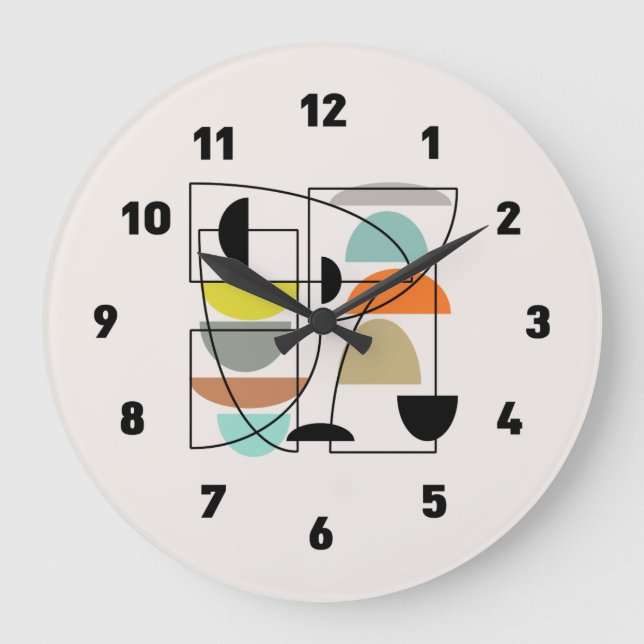 Grande Horloge Ronde "Bowls" modernes du milieu du siècle (Recto)