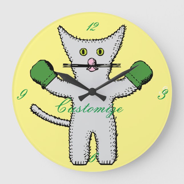 Grande Horloge Ronde Boxe Kitten avec Mittens Thunder_Cove (Recto)