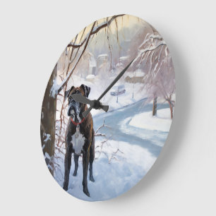 Grande Horloge Ronde Boxe Laisser Neige Noël