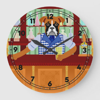 Grande Horloge Ronde Boxer Dog Beer Pub