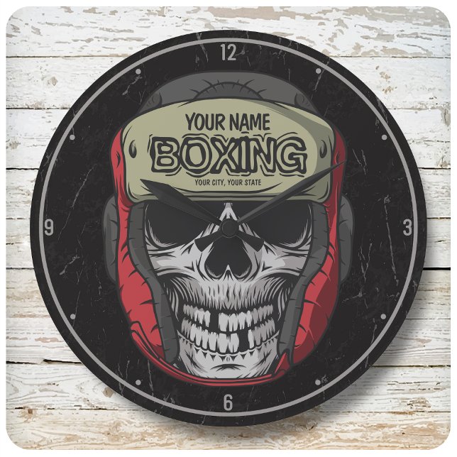 Grande Horloge Ronde Boxer Fight Club Skeleton Boxer Gym (Créateur téléchargé)