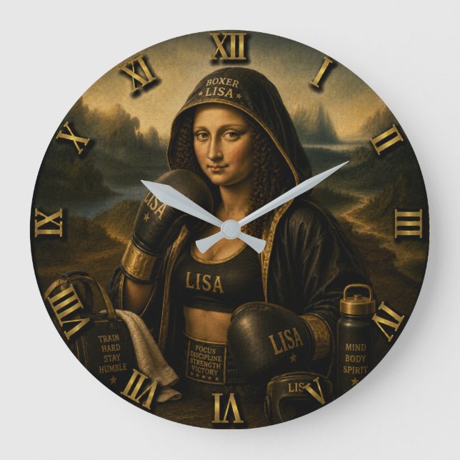 Grande Horloge Ronde Boxing Funny Mona Lisa  (Recto)