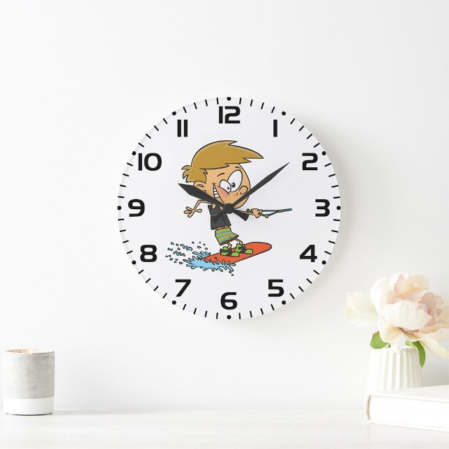 Grande Horloge Ronde Boy Wakeboard Fun Summer Sports nautiques (Créateur téléchargé)