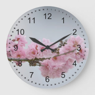 Grande Horloge Ronde Branche de fleurs de cerisier