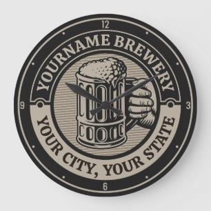 Grande Horloge Ronde Brasserie Nom personnalisé Brasserie Big Mug