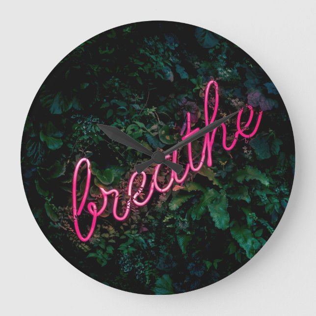 GRANDE HORLOGE RONDE "BREATHE" ROSE NEON LIGHT SIGN (Recto)