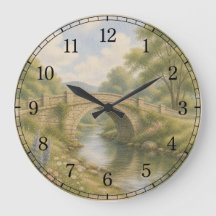 Bridge & River Wall Clock — Scenic Landscape Desig