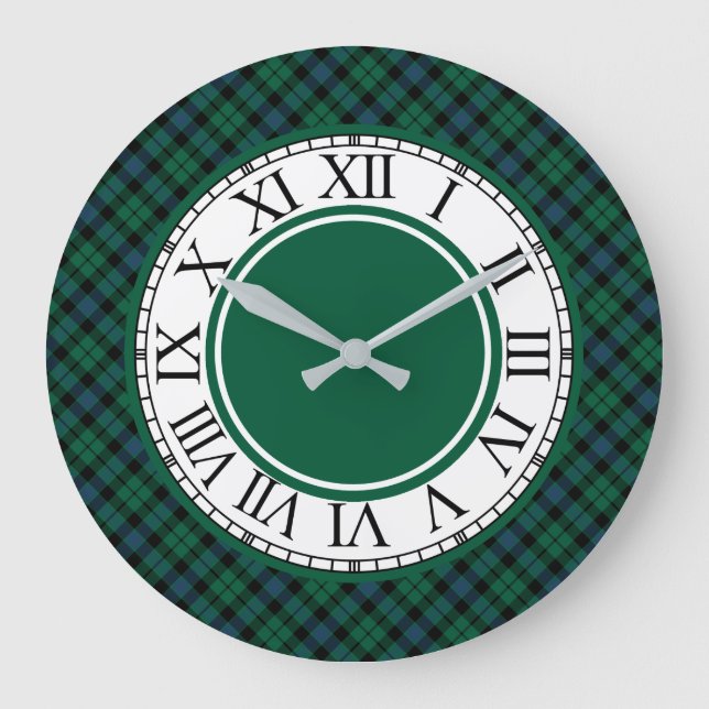 Grande Horloge Ronde Bright Green and Blue MacKay Clan Tartan (Recto)