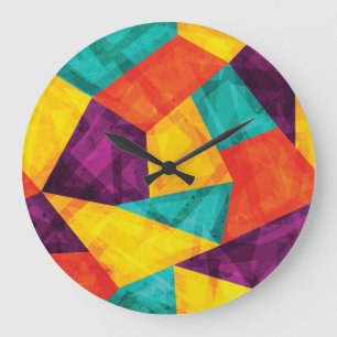 Grande Horloge Ronde Bright Mosaic Grunge Motif transparent