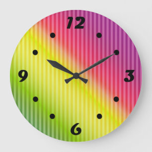 Grande Horloge Ronde Bright neon fluorescent dégradé arc-en-ciel ombre 