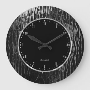 Grande Horloge Ronde Brillant noir fondu look de verre