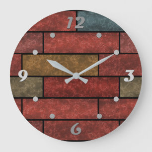 Grande Horloge Ronde Briques en pierre sans joint couleur brun orange v