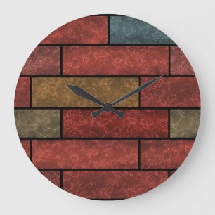 Grande Horloge Ronde Briques en pierre sans joint couleur brun orange v