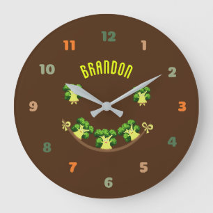 Grande Horloge Ronde Brocoli vert mou