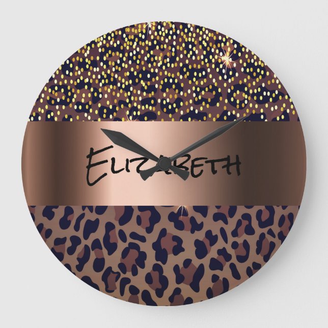 Grande Horloge Ronde Bronze noir léopard (Recto)