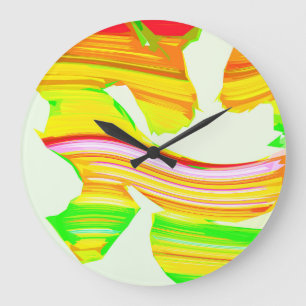 Grande Horloge Ronde Brosse arc-en-ciel